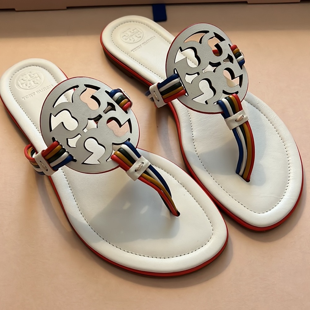 Tory Burch rainbow color Miller sandals